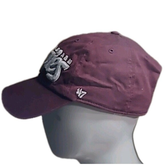 Texas A&M Aggues 47 Brand Script  Adjustable Cap Embroidered Maroon White Gray - Picture 4 of 8